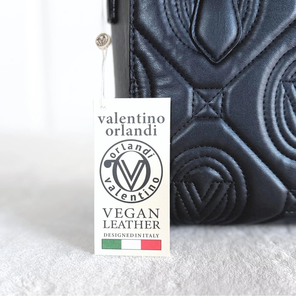 NWT Valentino Orlandi Mini Kayla Quilted Tote – Black Vegan Leather - Picture 9 of 12